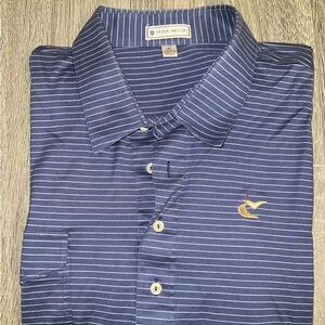 Peter Millar Navy and White Striped Golf Shirt